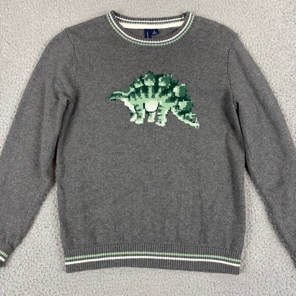 Janie and Jack Other - Janie and Jack Sweater Boys 10 Gray Dinosaur Stegosaurus Crewneck Knit Jurassic